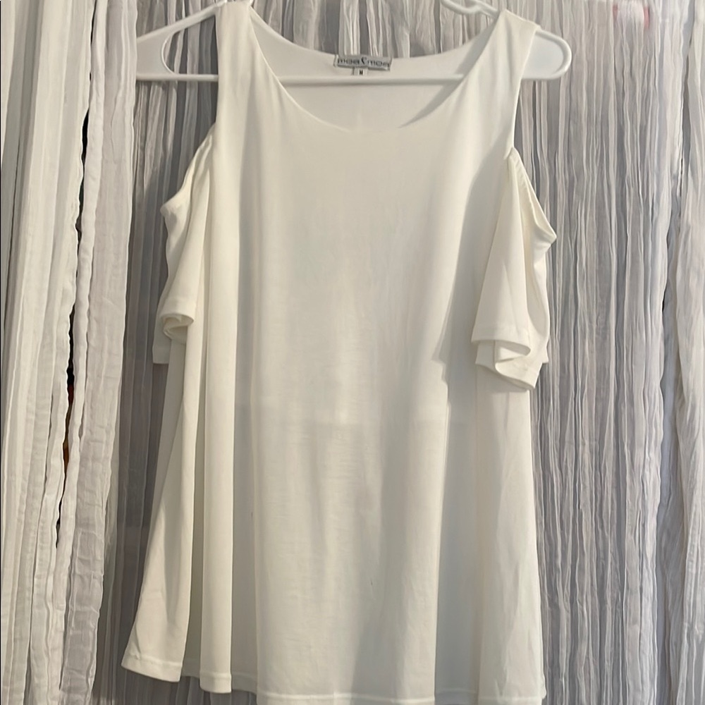 Moa Moa White Sleeveless Cut Out Cold Shoulder Blouse Shirt Top
